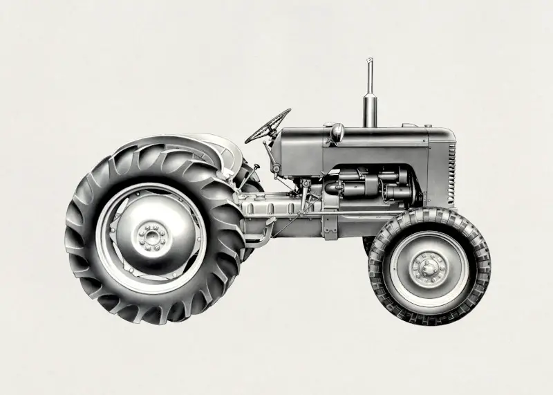 Really Cool Tractor Drawing in Grey